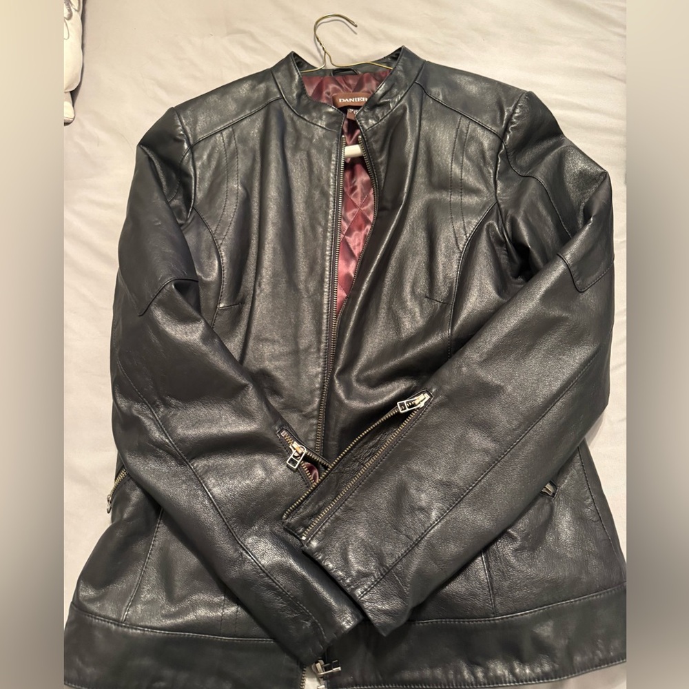 Danier Black Jacket with Deep Red Lining